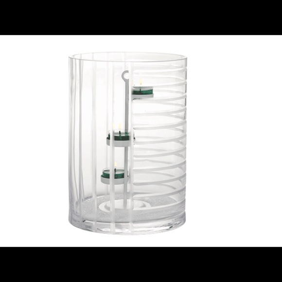 Linear Lines Glass Hurricane Candle Holders - Picture 3 of 4